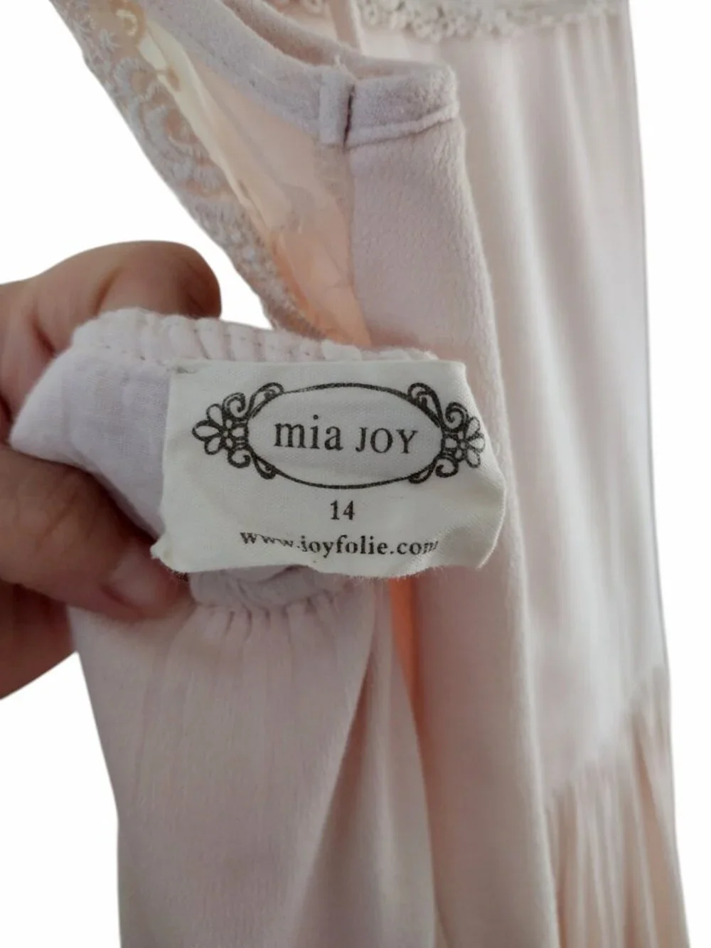 Joy Folie Mia Joy Blush Pink Tiered Lace Full Skirt Boho Maxi Dress Size 14
